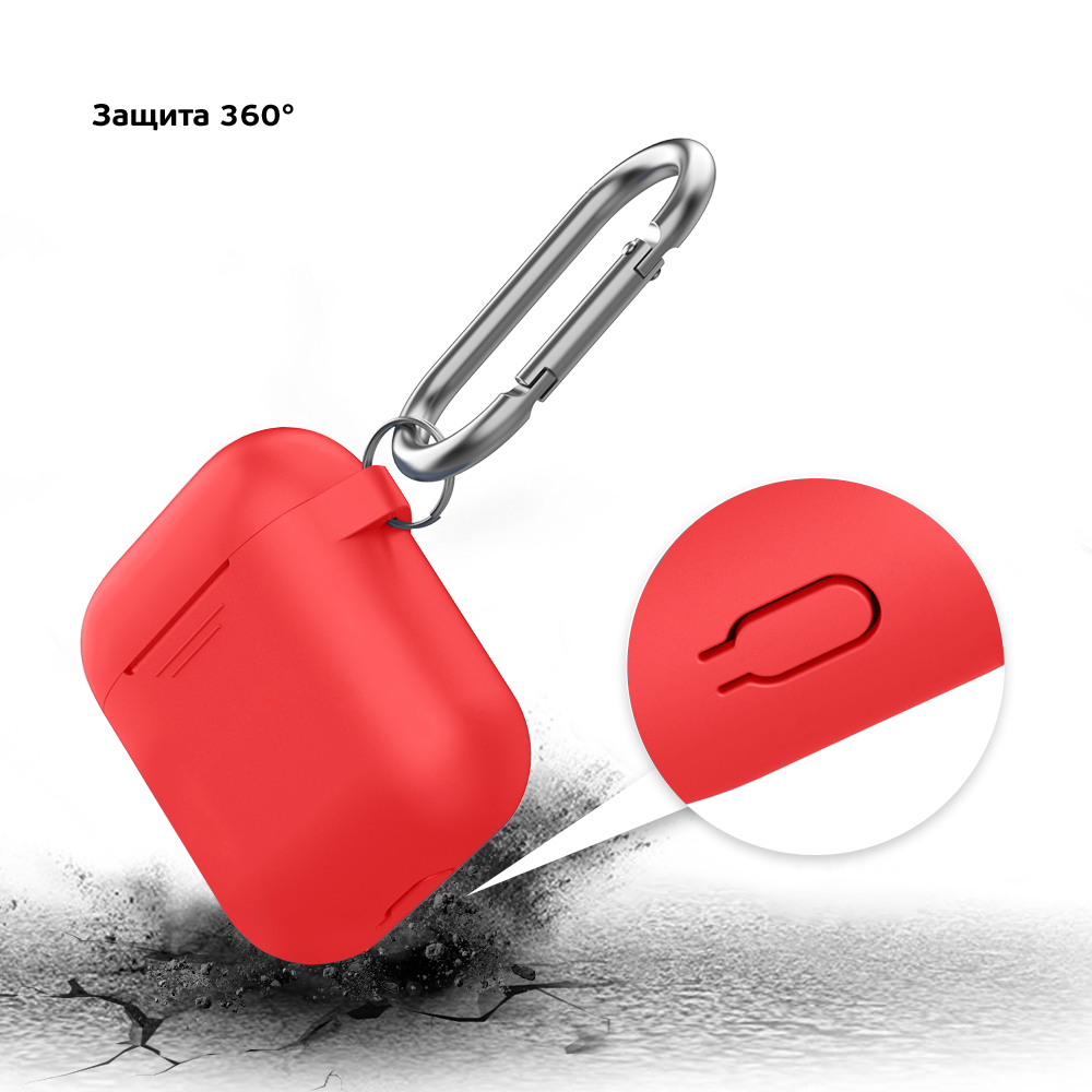 Чехол с карабином Deppa для AirPods, Красный