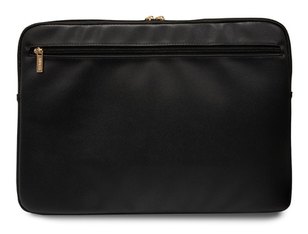 Чехол Guess для MacBook 16" Sleeve PU зернистая кожа 4G металлический логотип на молнии, Чёрный