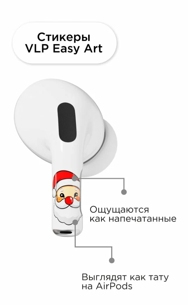 Наклейки "vlp" Easy Art для AirPods Pro/Pro2, Санта