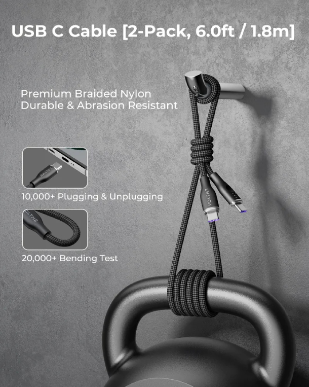 Кабель USB2.0 CC512 VOLTME RUGG Lite USB C+Type-C 5A 100 Вт 1.2м Нейлон 100W, черный