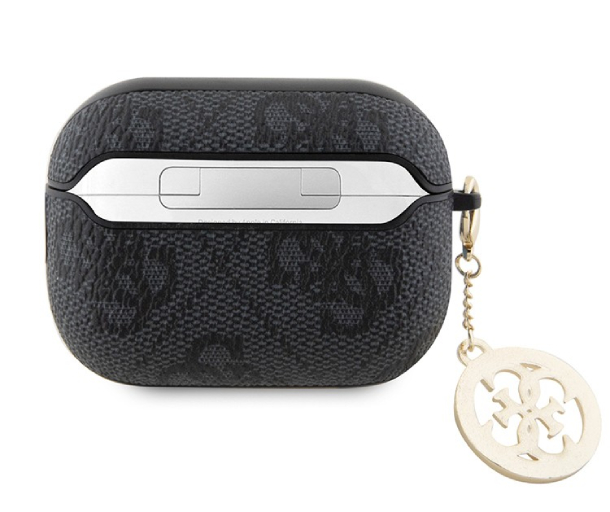 Чехол Guess для Airpods Pro 2 PU Кожа 4G с металлическим логотипом и брелком, Черный