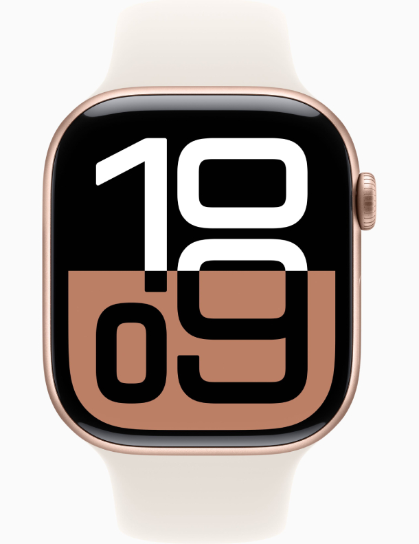 Apple Watch Series 10 GPS 42 мм, корпус из алюминия цвета «розовое золото», спортивный ремешок цвета «румянец», размер S/M, MWWH3 / MWWY3