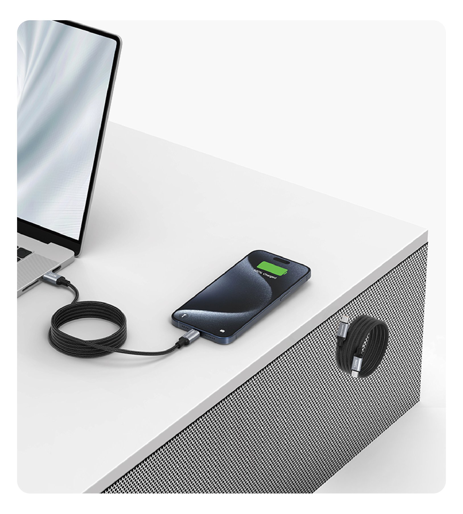 Keephone Magcoil Type-c To Type-c with self-winding Magnetic Tech, PD 100W, 1 м, Черный