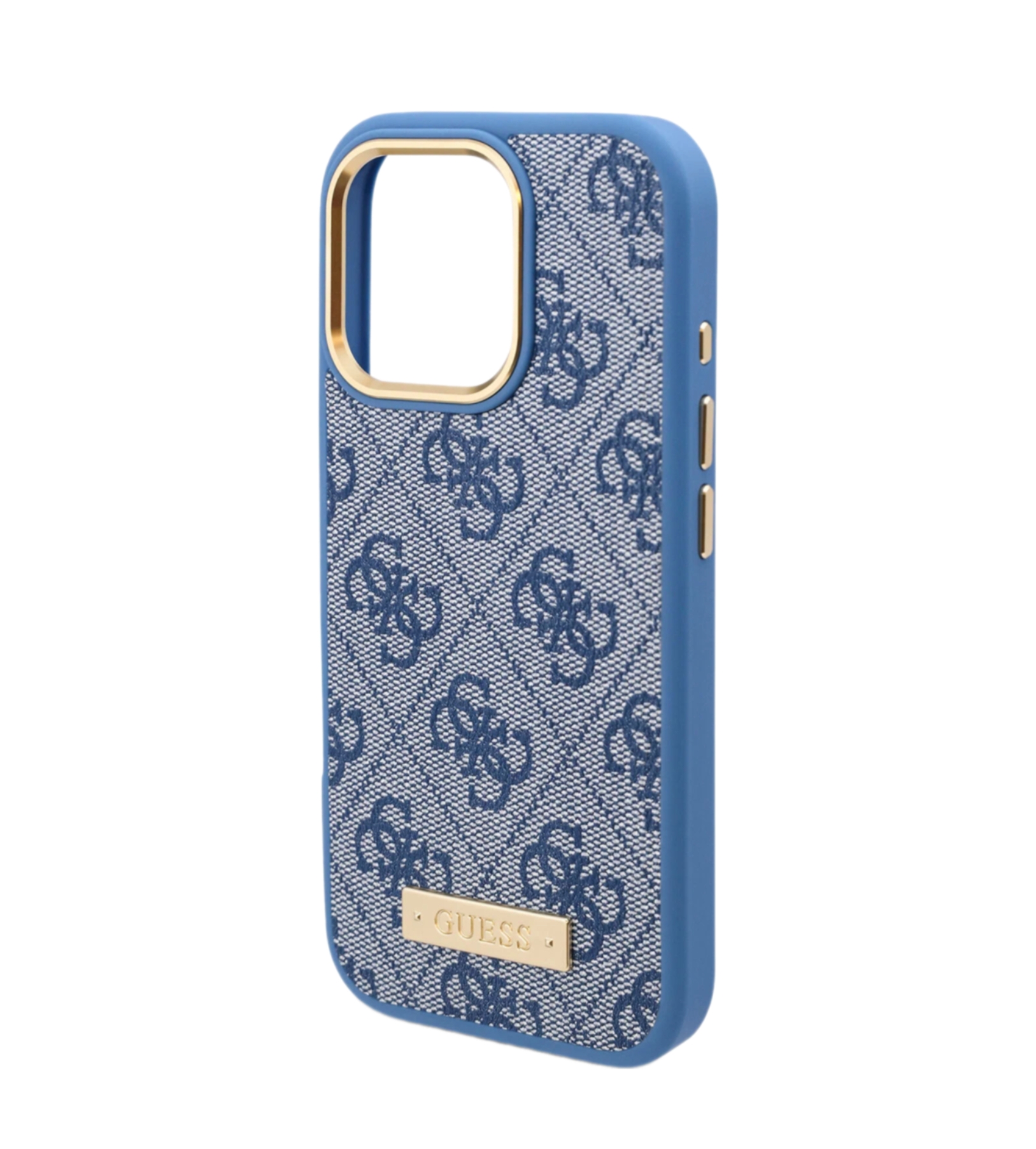Чехол Guess PU 4G Plate metal logo Hard Blue (MagSafe) для iPhone 16 Pro Max, Синий