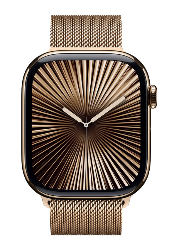 Apple Watch Series 10 GPS 42 мм, корпус из золотого титана с миланским ремешком из нержавеющей стали, MX083