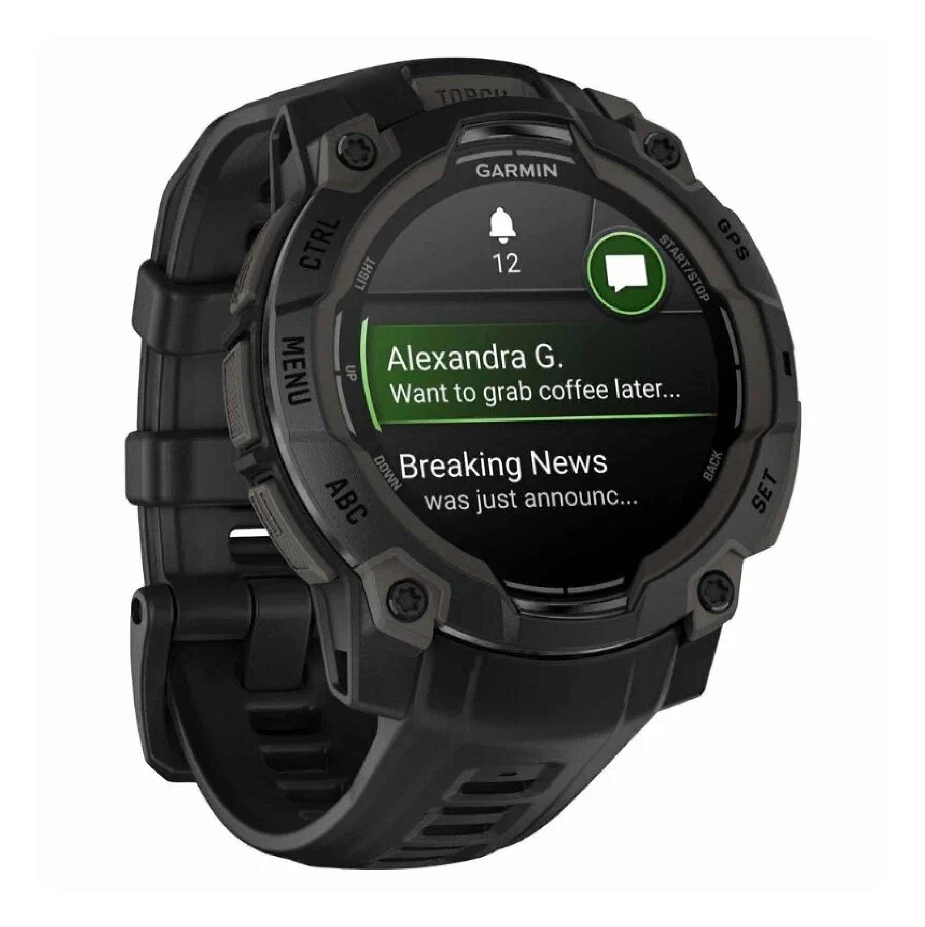 Garmin Instinct 3, 45 мм, Solar Amoled с черным силиконовым ремешком, Черный