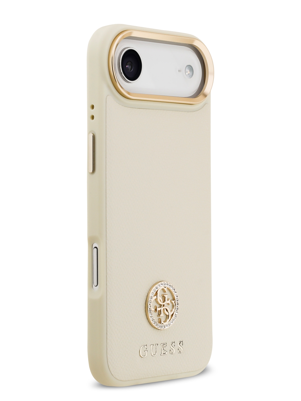 Чехол Guess iPhone Air PU Grained 4G Diamond metal logo Gold camera Hard Beige, MagSafe, Бежевый