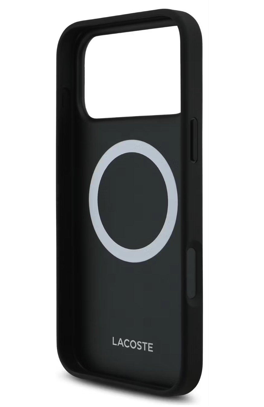 Чехол Lacoste iPhone 17 Pro Max PVC Metal Lacquer logo, MagSafe, Черный