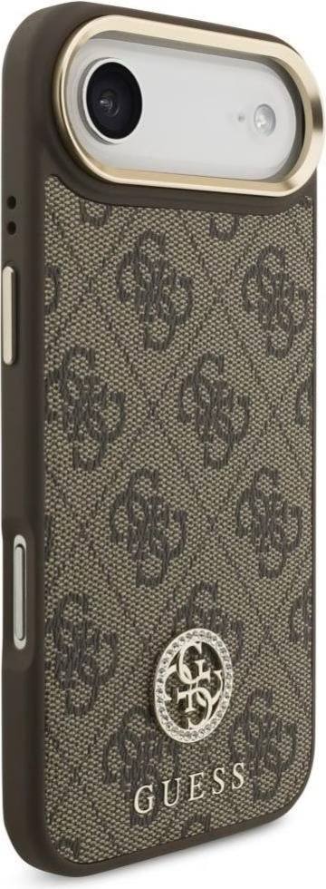 Чехол Guess iPhone Air PU 4G Diamond metal logo Gold camera Hard Brown, MagSafe, Коричневый