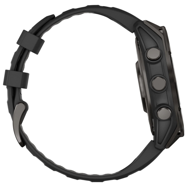 Garmin Fenix 8 - 51мм, Amoled Sapphire Серый Карбон DLC Белый Титан, Силиконовый ремешок Черный/Серая галька