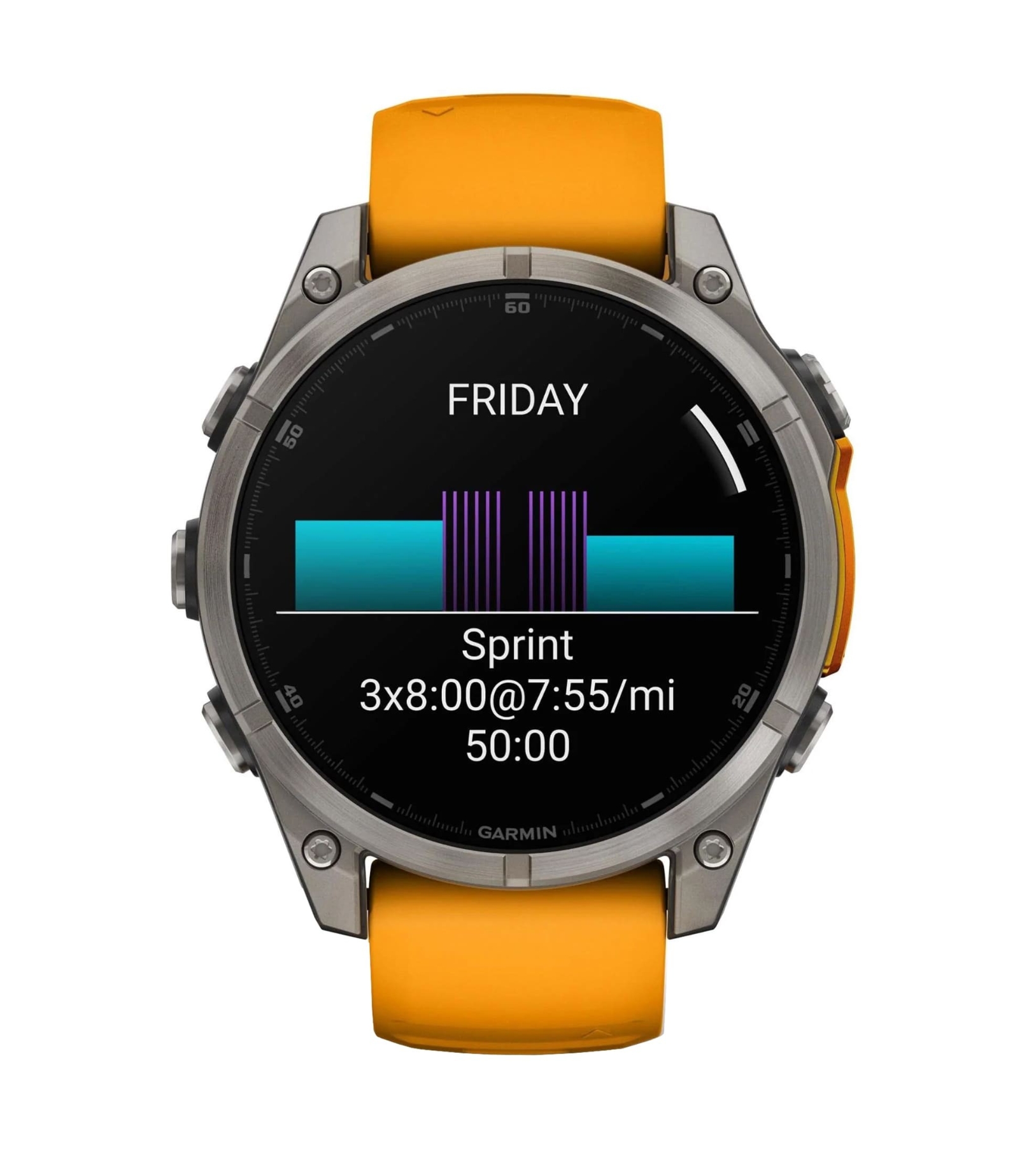 Garmin Fenix 8, 47 мм, AMOLED, Сапфирово-титановый с оранжевым / графитовым силиконовым ободком