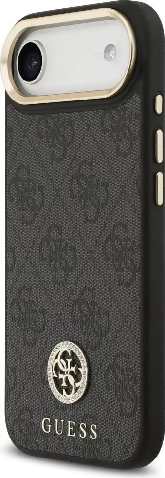 Чехол Guess iPhone Air PU 4G Diamond metal logo Gold camera Hard Black, MagSafe, Черный