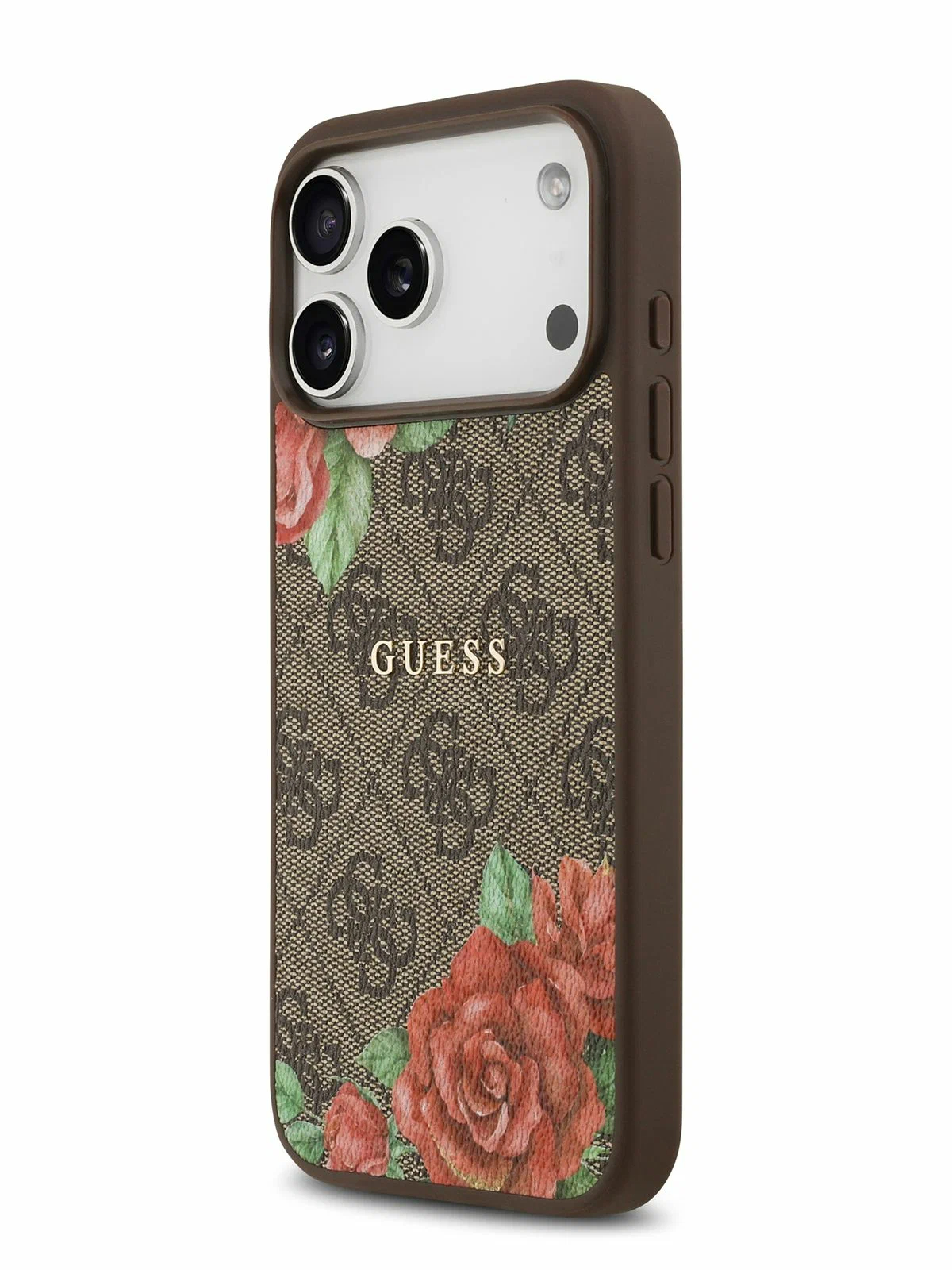 Чехол Guess iPhone 17 Pro Max PU Flowers Roses Hard Brown, MagSafe, Коричневый