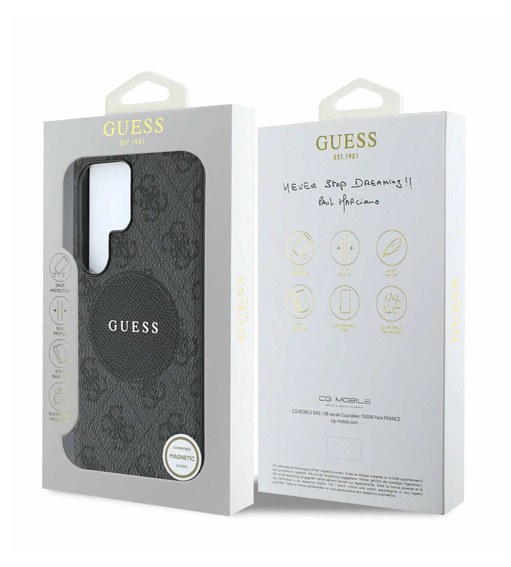 Чехол Guess PU 4G with Round Patch Metal logo Hard Black Galaxy S25 Ultra, MagSafe, Черный