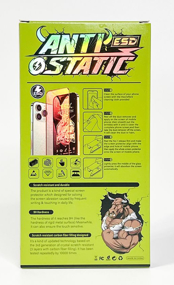 Защитное стекло Antistatic King для Apple iPhone 15 Pro Max, черная рамка