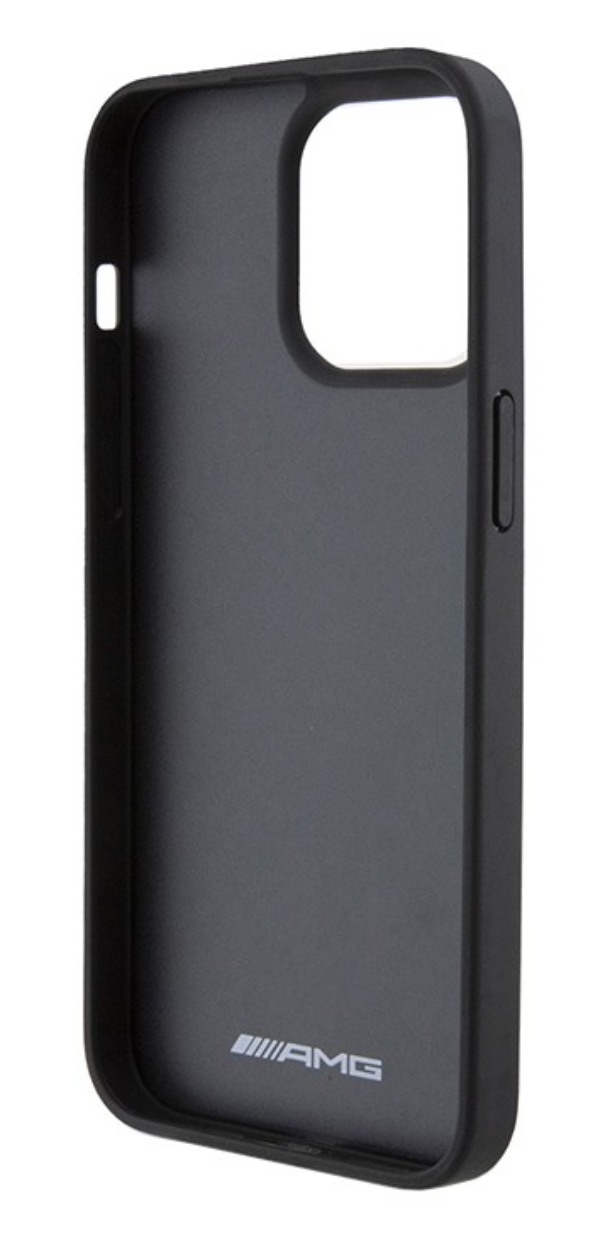 Чехол AMG для iPhone 15 Pro Max, Линии с отделкой из кожи, Черный