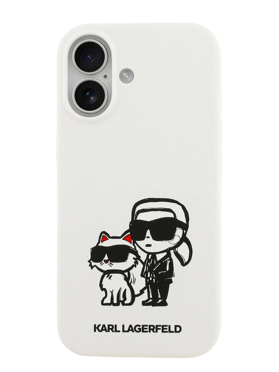 Чехол Lagerfeld iPhone 17 Liquid Silicone Sketch Karl&Choup Metal cam Hard White, MagSafe, Белый