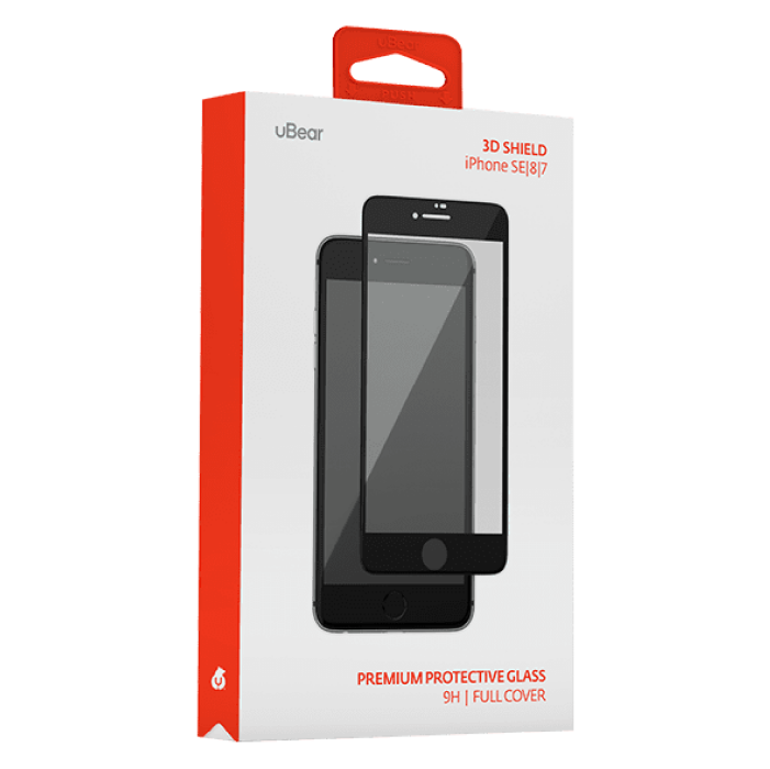 Защитное стекло Ubear 3D Full Cover для Apple iPhone 7/8/SE, Черная рамка