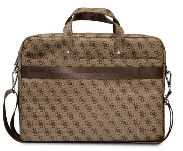 Сумка Guess для ноутбуков 15-16 4G с треугольным металлическим логотипом, Коричневая