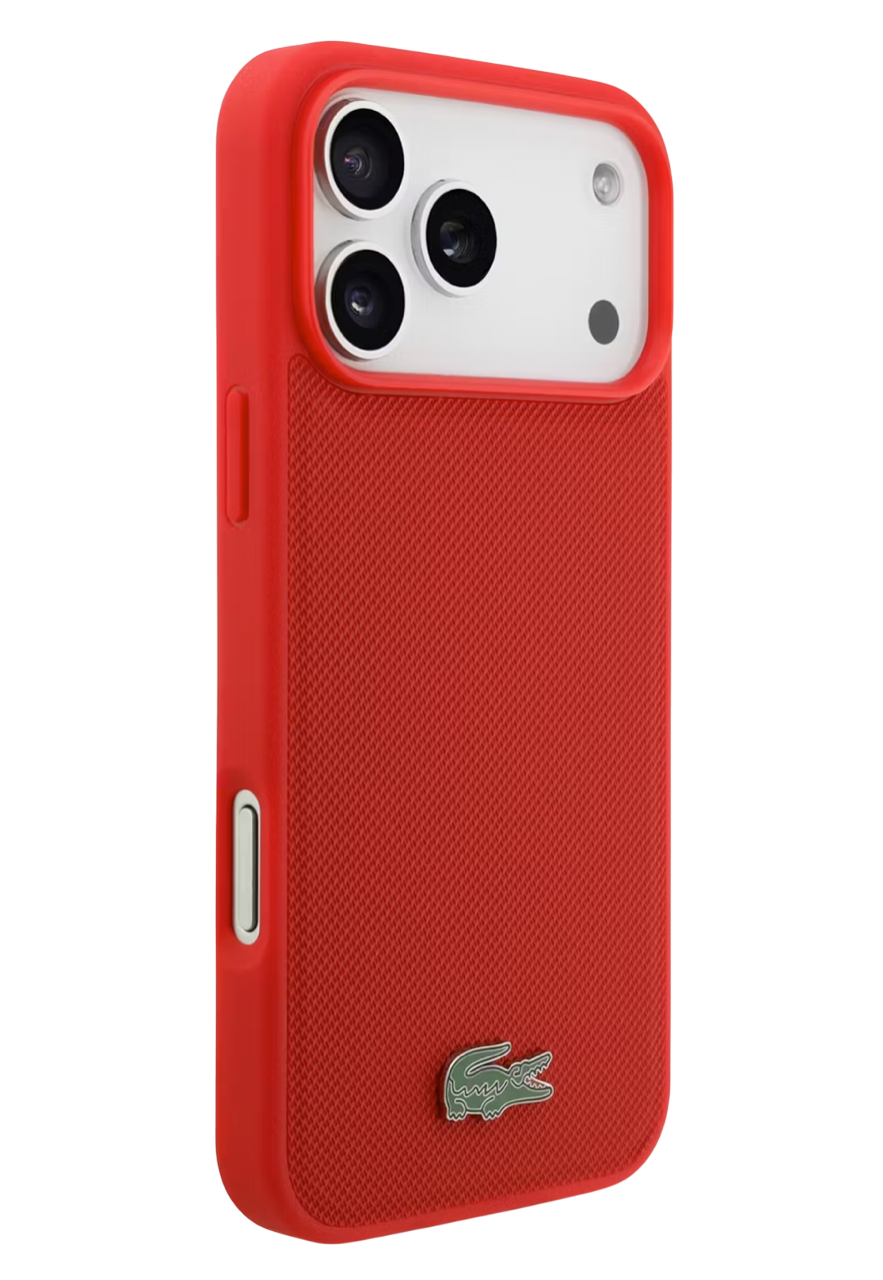 Чехол Lacoste iPhone 17 Pro Max PVC Metal Lacquer logo, MagSafe, Красный