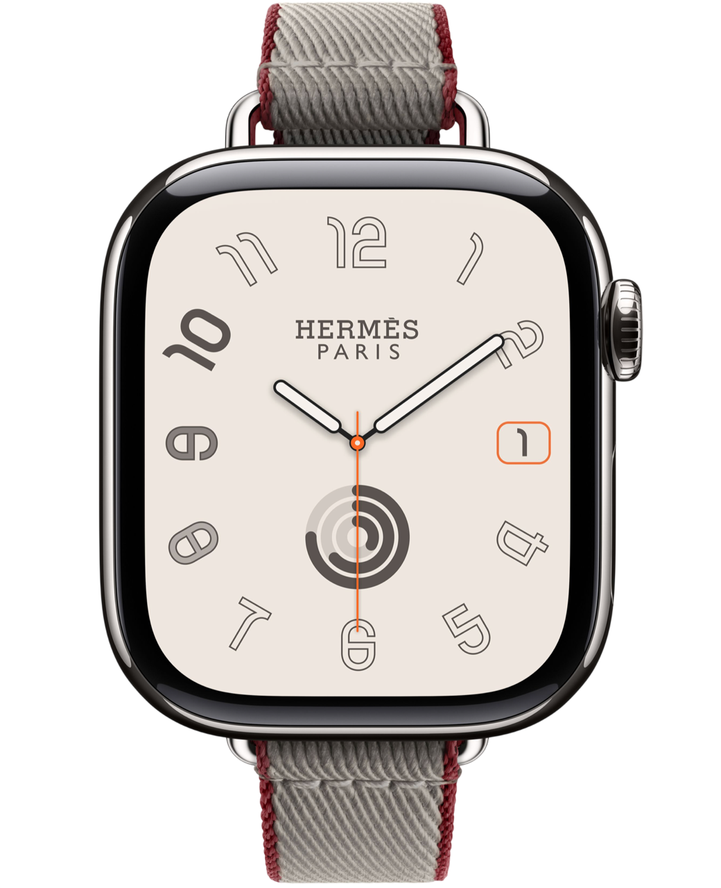 Apple Watch Hermes Series 11 GPS 42мм, Silver Titanium Case Gris Single Tour Meyer/Rouge Grenat Twill Jump Attelage Strap