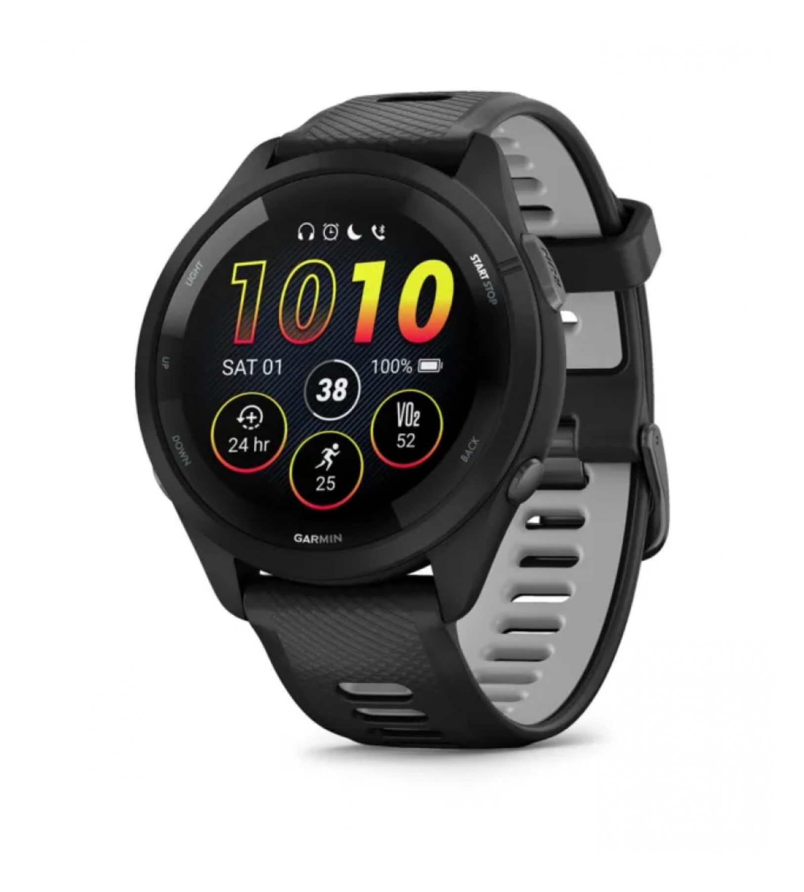 Garmin Forerunner 265, Черный циферблат и корпус с черным/пудровым серым силиконовым ремешком