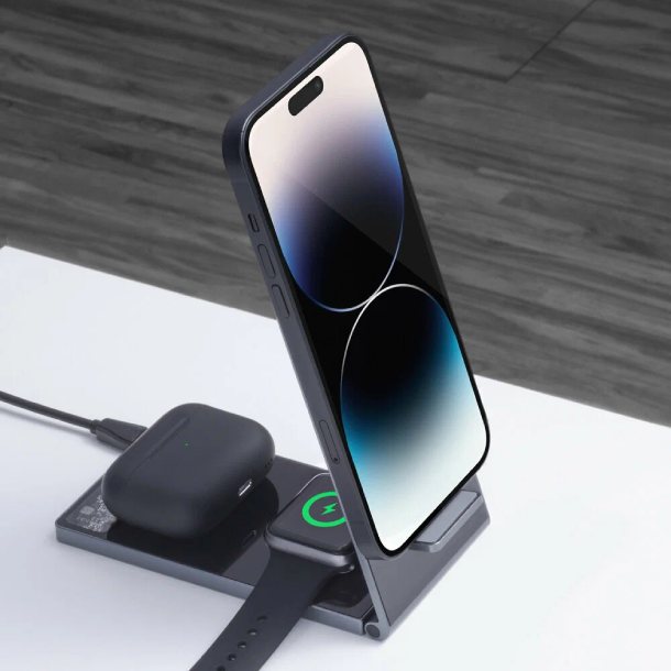 Deppa 3 в 1 MagSafe Crystal Stand QI складная, Черная