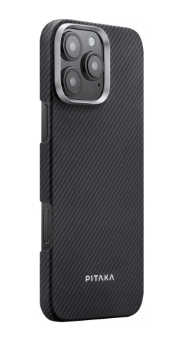 Чехол PITAKA Ultra-Slim Case для iPhone 16 Pro, Черно-серый + Магнитное кольцо MagEZ Grip3, Черный