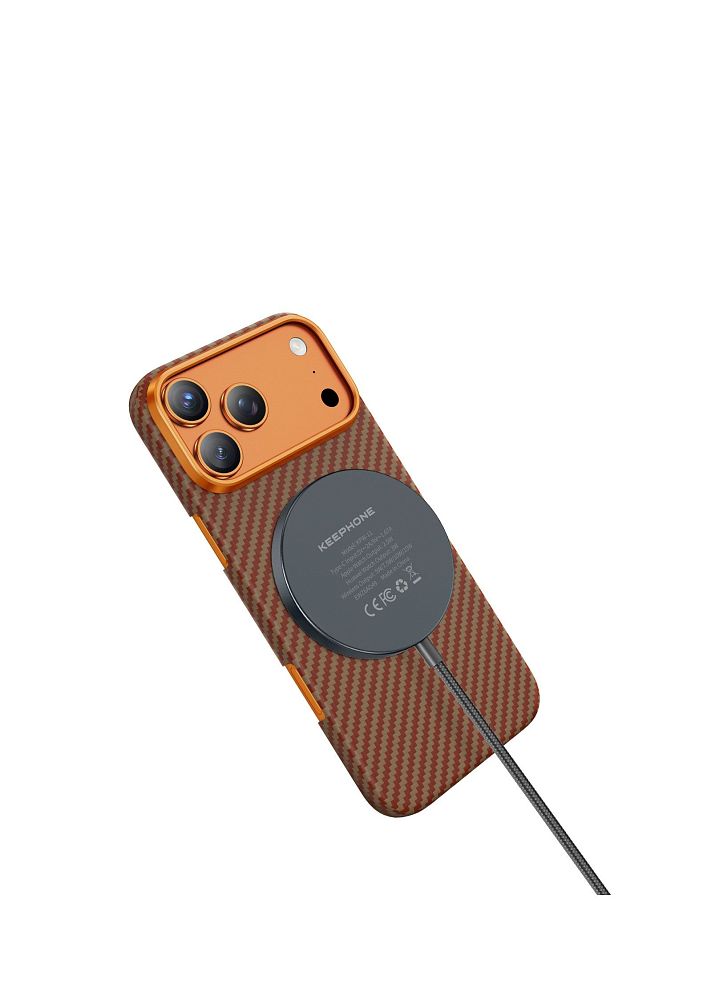 Чехол Keephone KEVILAR DIAGO MagSafe для iPhone 17 Pro, Оранжевый