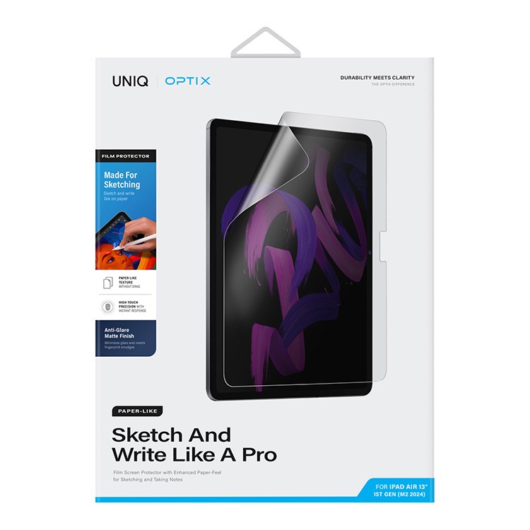 Защитное стекло Uniq OPTIX PAPER-SKETCH для IPAD AIR 13" 2024 г. , Прозрачное