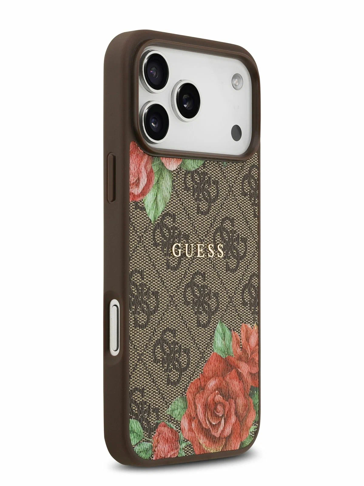 Чехол Guess iPhone 17 Pro Max PU Flowers Roses Hard Brown, MagSafe, Коричневый
