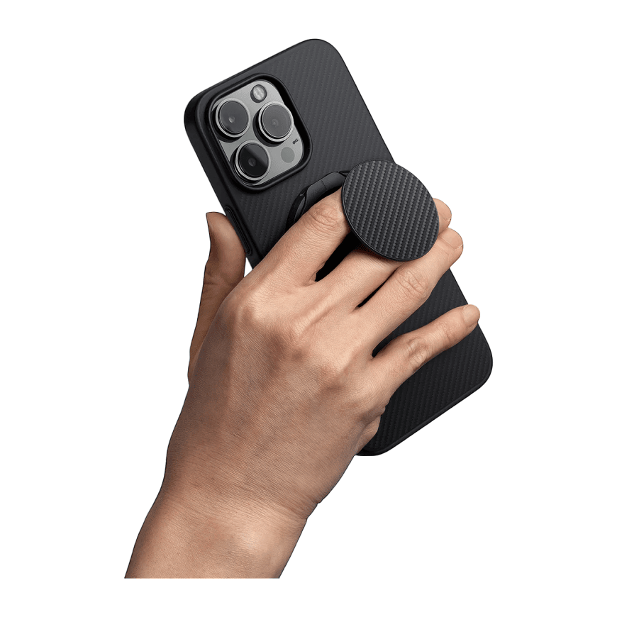 Чехол Uniq Hybrid Keva Air with Gripfit (MagSafe) с кольцом для iPhone 16 Pro Max, Черный карбон