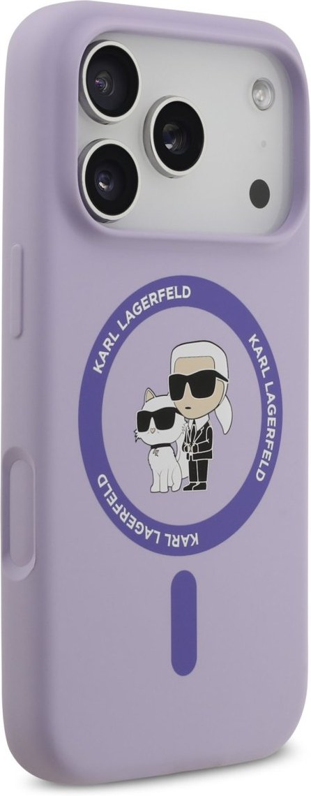 Чехол Lagerfeld iPhone 17 Pro Max Liquid Silicone NFT Karl & Choupette Hard Purple, MagSafe, Фиолетовый
