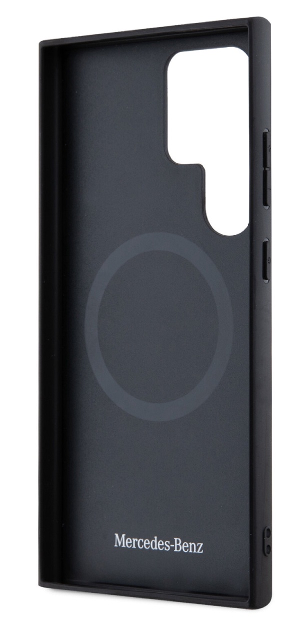Чехол Mercedes для Samsung Galaxy S24 Ultra, Кожа текстурированная и гладкая MagSafe, Черный