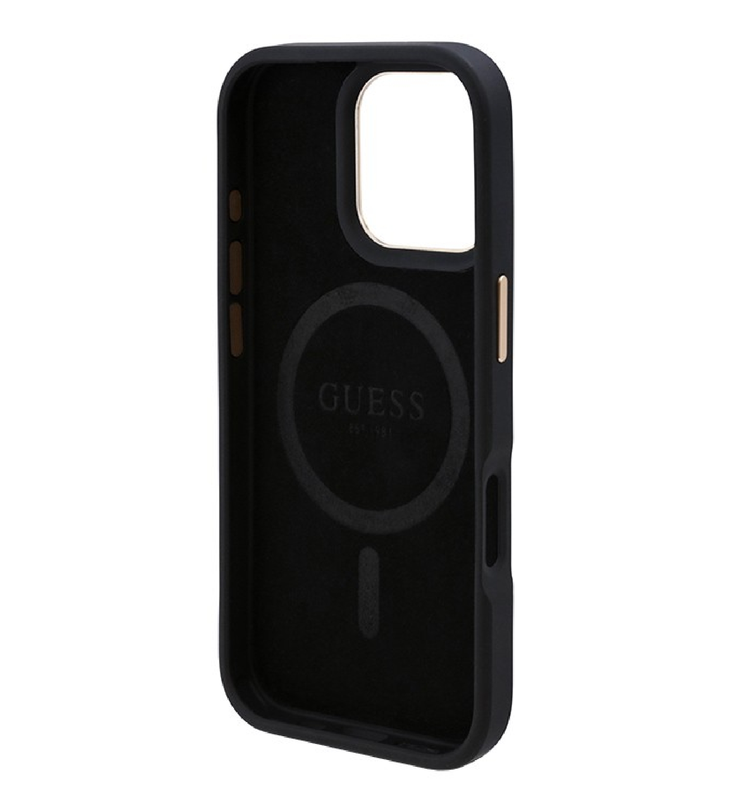 Чехол Guess PU 4G Plate metal logo Hard с MagSafe для iPhone 16 Pro, Черный