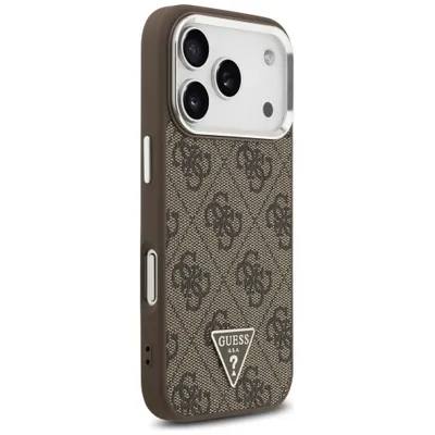 Чехол Guess iPhone 17 Pro PU 4G Triangle metal logo Silver camera Hard Brown, Magsafe, Коричневый