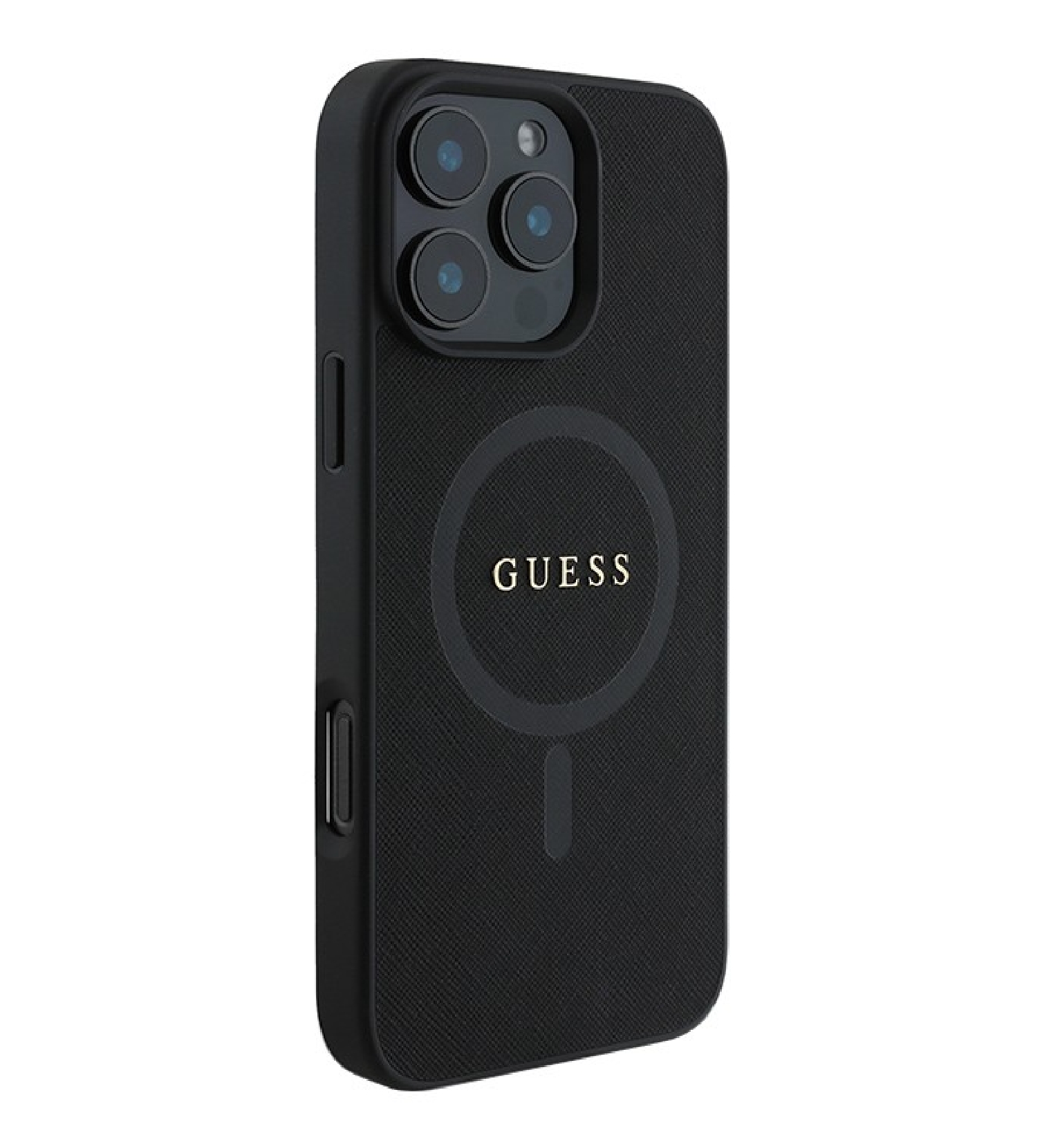 Чехол Guess PU Saffiano with metal logo Hard с MagSafe для iPhone 16 Pro Max, Черный