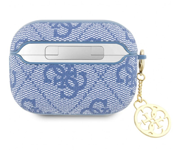 Чехол Guess для Airpods Pro 2 PU Кожа 4G с металлическим логотипом и брелком, Синий