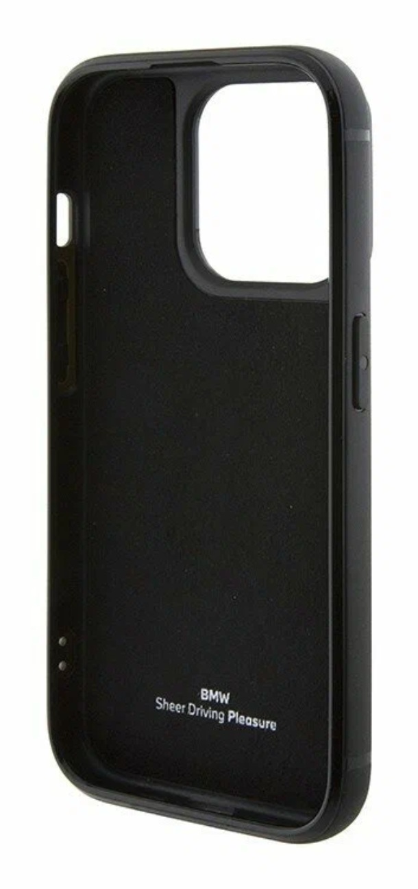 Чехол BMW для iPhone 15 Pro, Фирменная кожа с прорезью для карт памяти, Черный