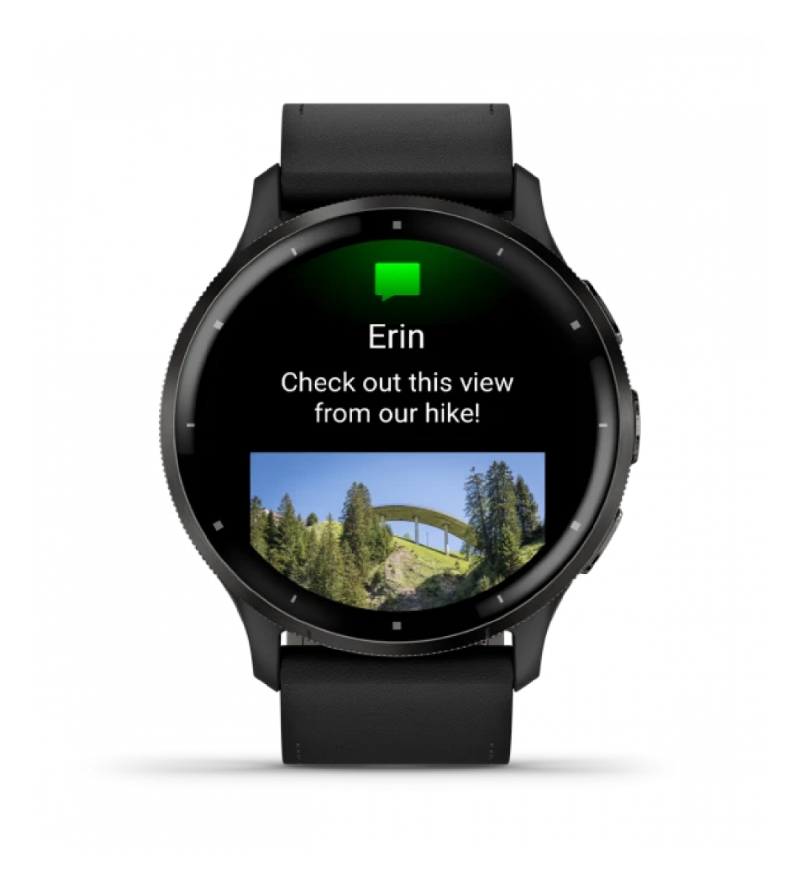 Garmin Venu 3 Slate с ободком из нержавеющей стали, черным корпусом и черным кожаным ремешком