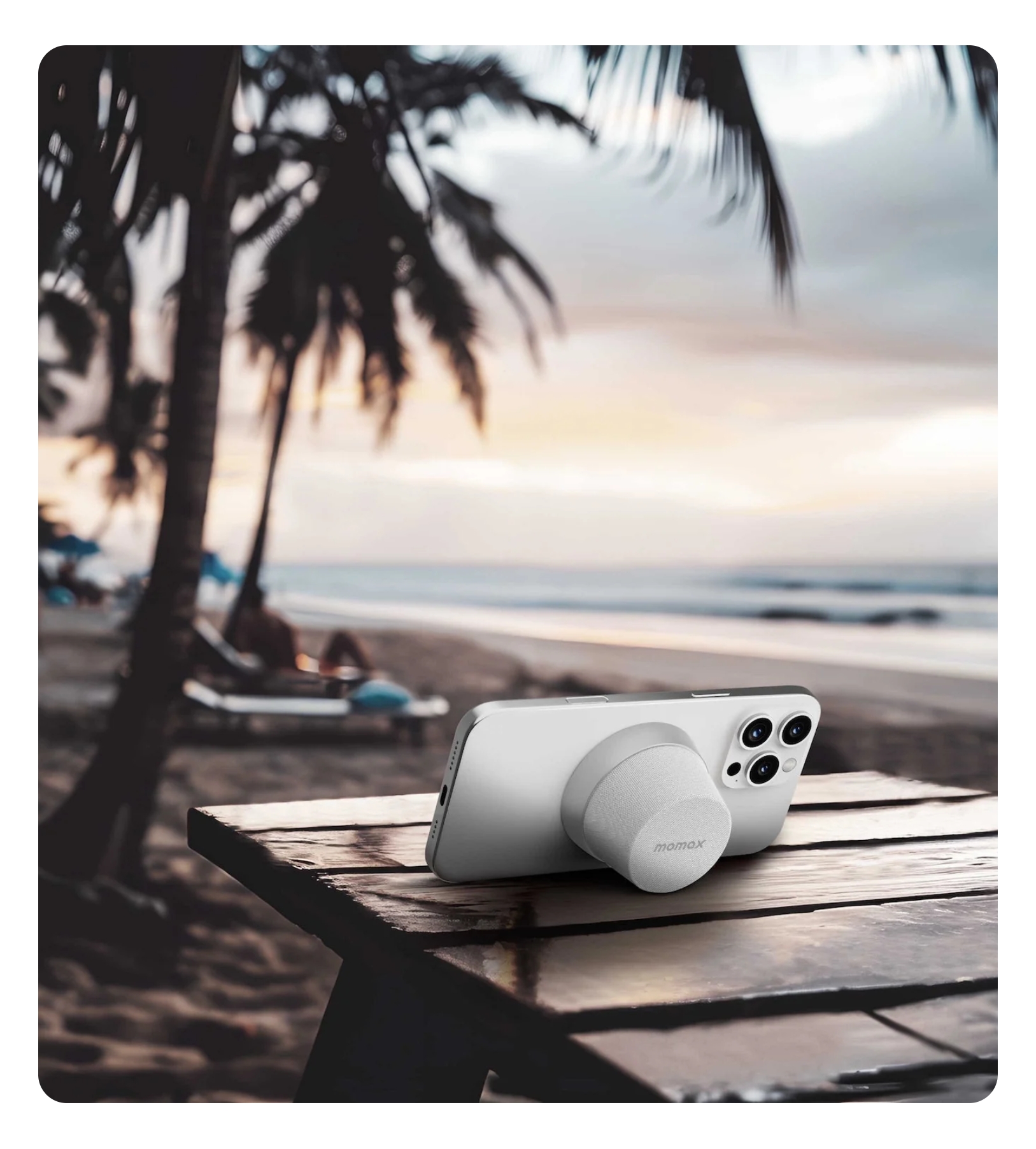 MOMAX 1-Vibe Go Magnetic Wireless Speaker, Серебристый