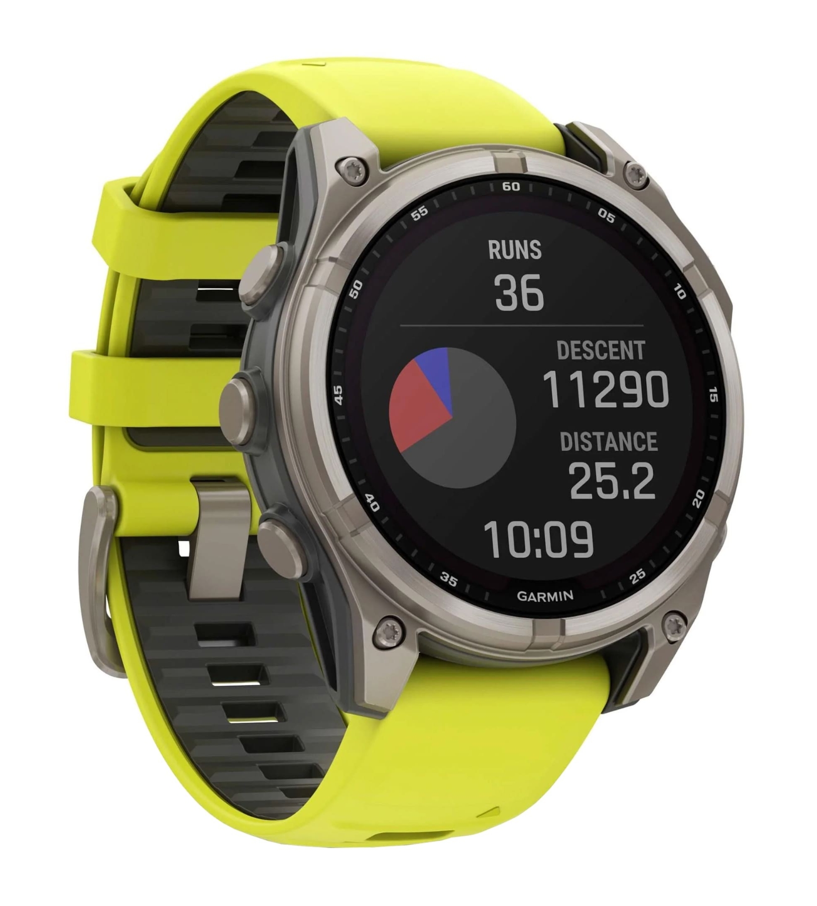 Garmin Fenix 8, 47 мм, Solar, Sapphire Titanium with AMP Yellow/Graphite silicone band, Желтый/графитовый