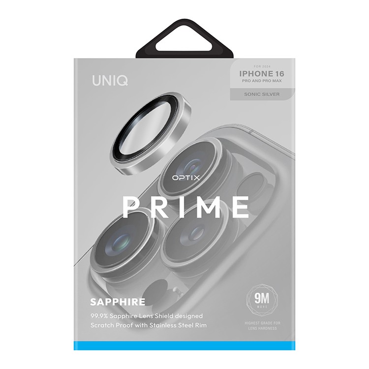 Uniq OPTIX PRIME  сапфировое стекло на камеру для iPhone 16 Pro / 16 Pro Max, Серебро