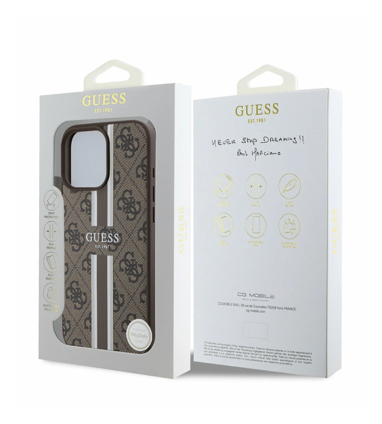 Чехол Guess PU 4G Stripes Hard Brown (MagSafe) для iPhone 16 Pro Max