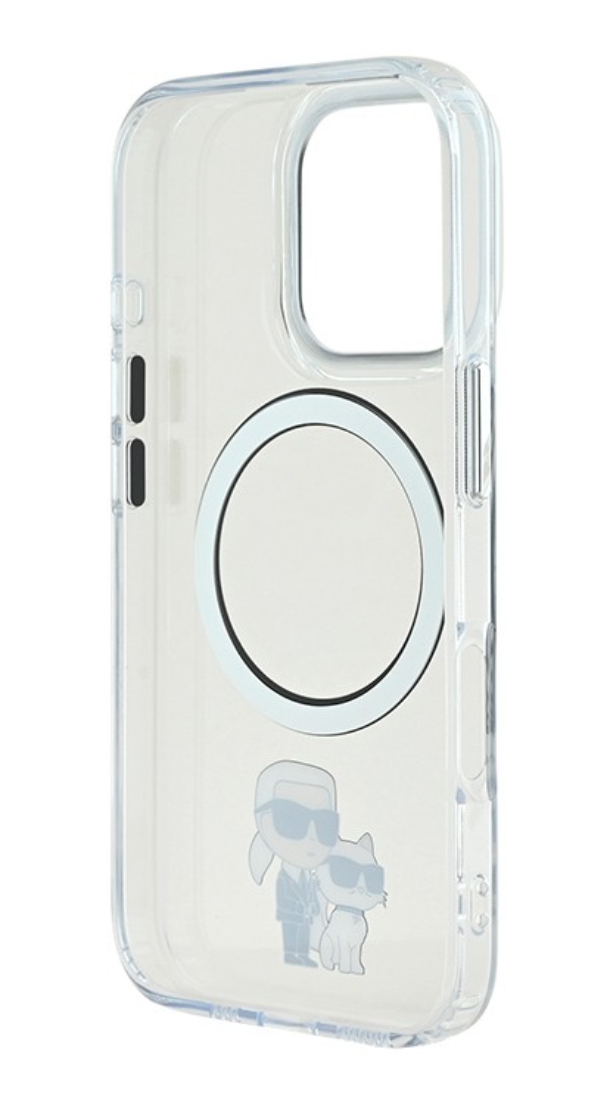 Чехол Lagerfeld для iPhone 16 Pro Max, PC/TPU NFT Karl & Choupette Metal ring Hard MagSafe, Прозрачный