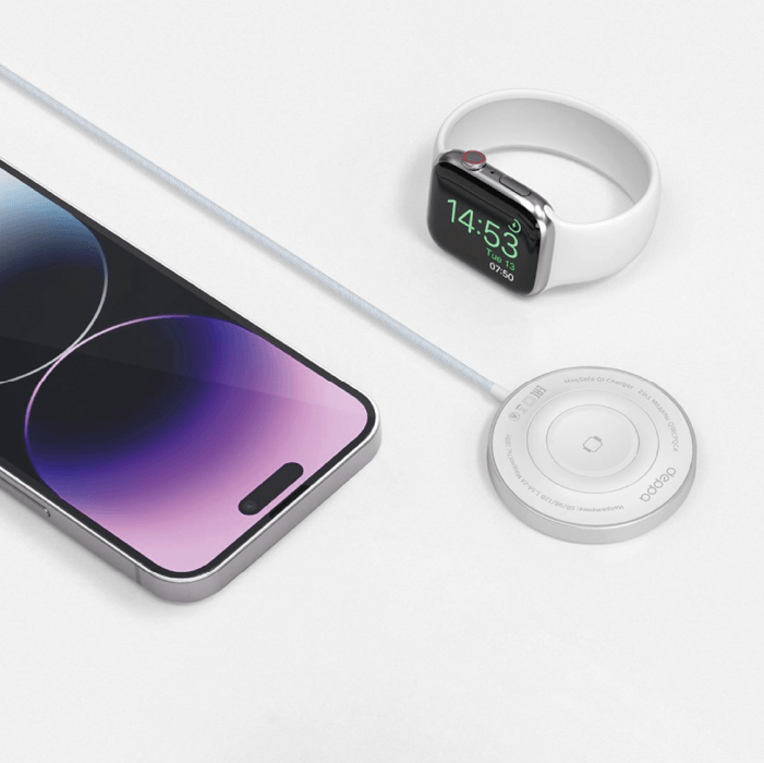 Беспроводное зарядное устройство Deppa QI Fast Charge 18W 2в1, белый