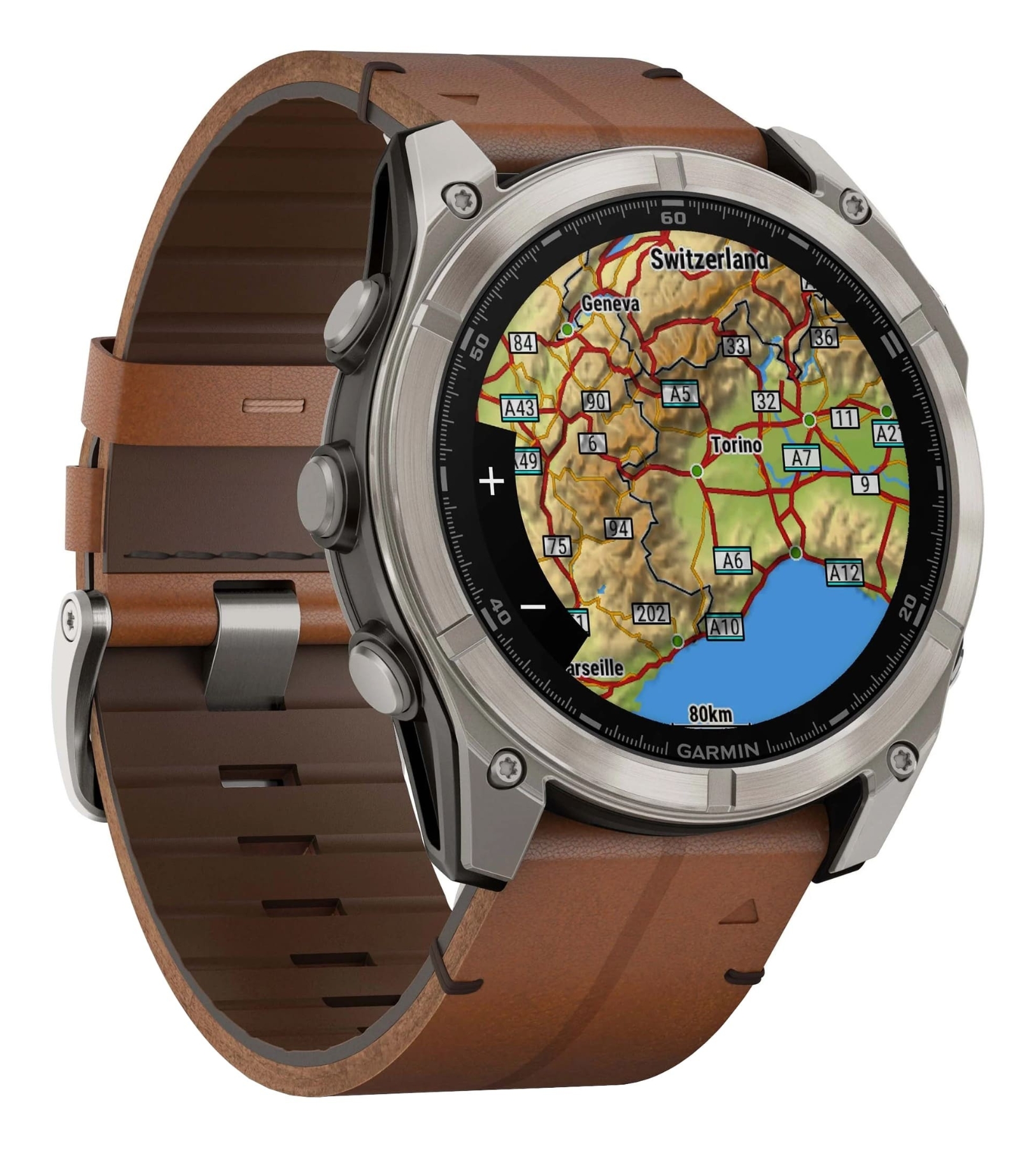 Garmin Fenix 8, 51 мм, AMOLED, Сапфировый титан, черный с ремешком из каштановой кожи и графитовым силиконовым ремешком