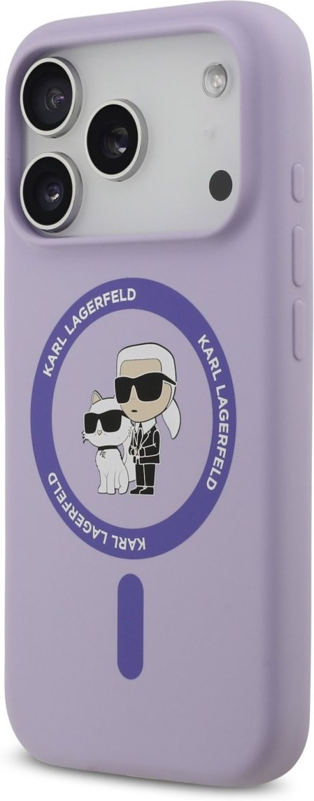 Чехол Lagerfeld iPhone 17 Pro Max Liquid Silicone NFT Karl & Choupette Hard Purple, MagSafe, Фиолетовый