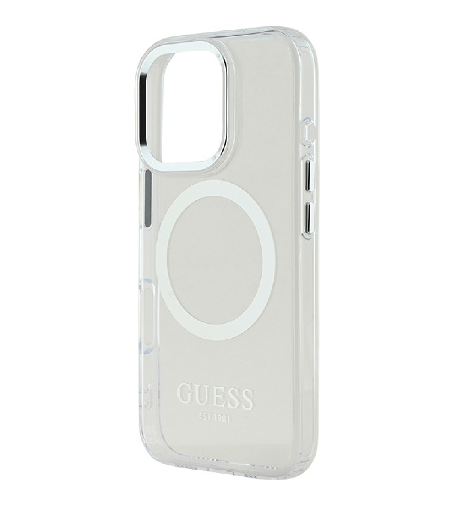 Чехол Guess PC/TPU Metal outline Hard с MagSafe для iPhone 16 Pro Max, Прозрачный/серебристый