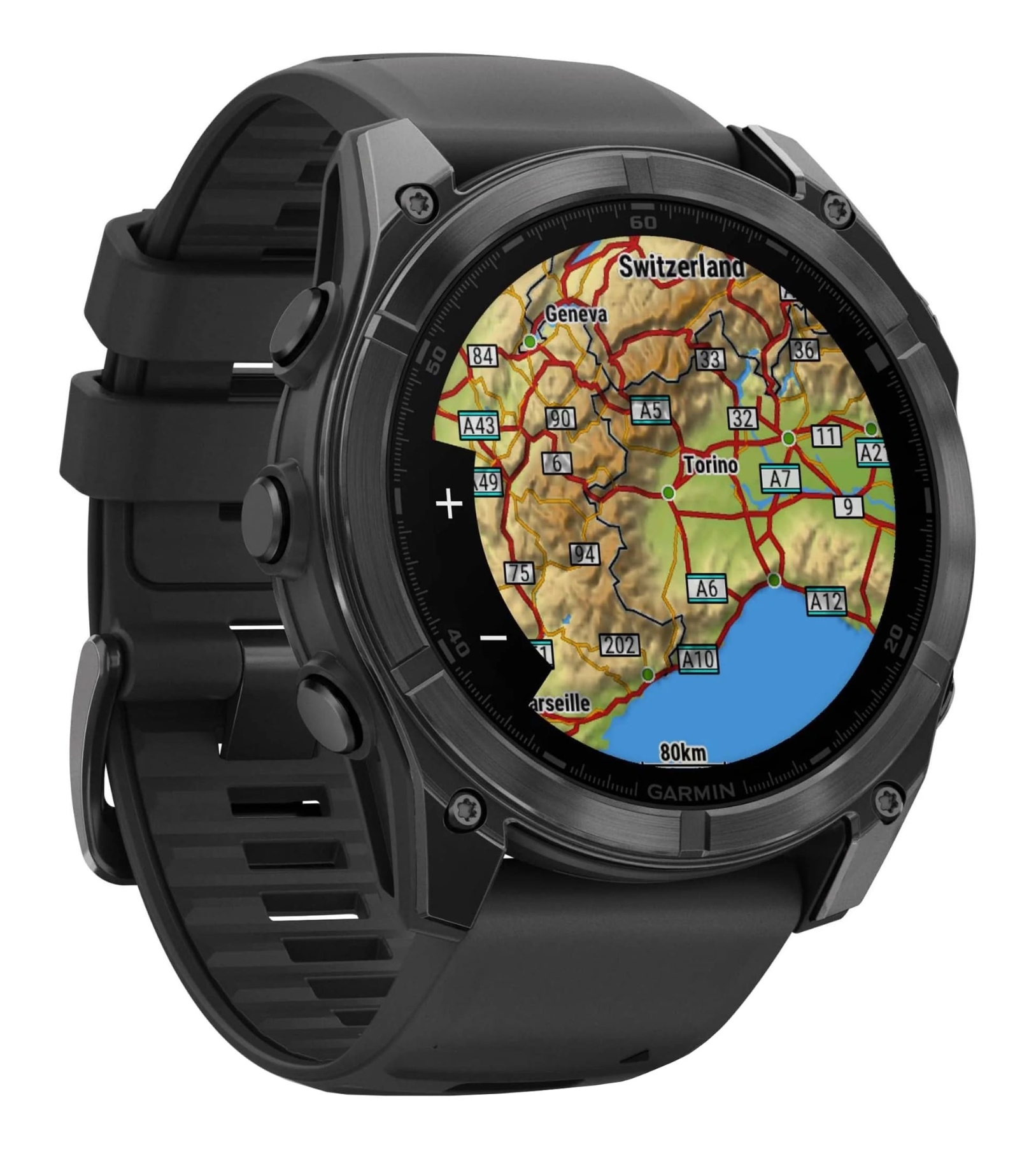 Garmin Fenix 8, 51 мм, AMOLED, Темно-серый с черной силиконовой лентой